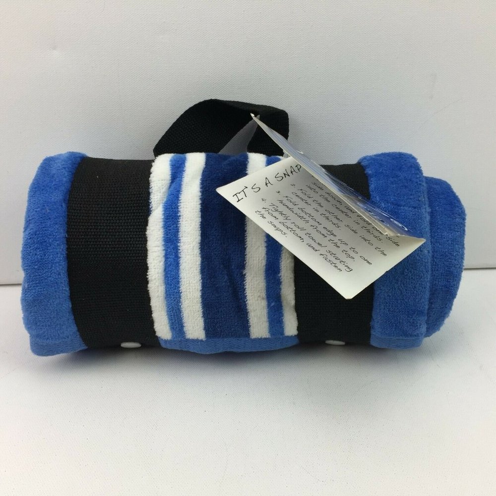 Roll And Go Beach Towel Blue And White Striped 30" X 60"